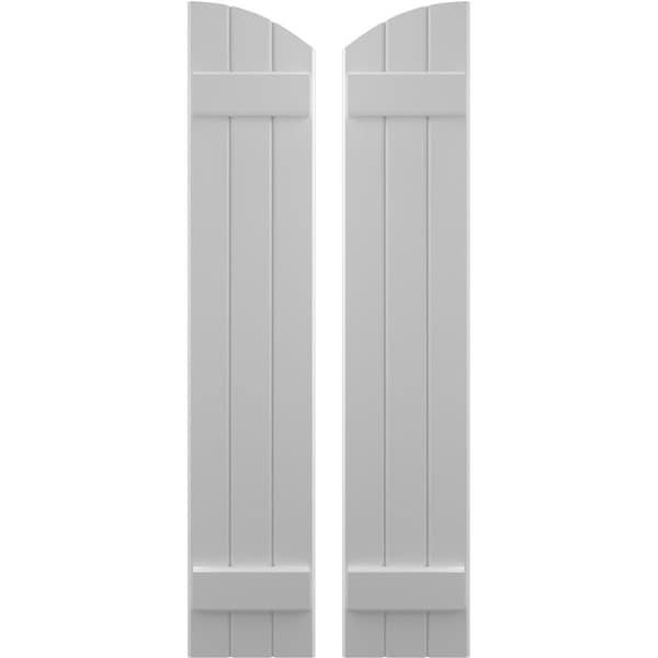 Ekena Millwork Americraft 3-Board (2 Batten) Wood Joined Board-n-Batten Shutters w/ Ellipt Top, ARW101BE311X77PRH ARW101BE311X77PRH - main